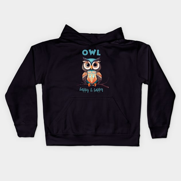 Cartoon Style Cute Owl Kids Hoodie by Amy Quinn